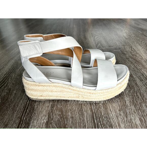 GUC Franco Sarto Tabatha Gray Espadrille Platform Wedge Sandal Size 7.5 Summer - Picture 5 of 9